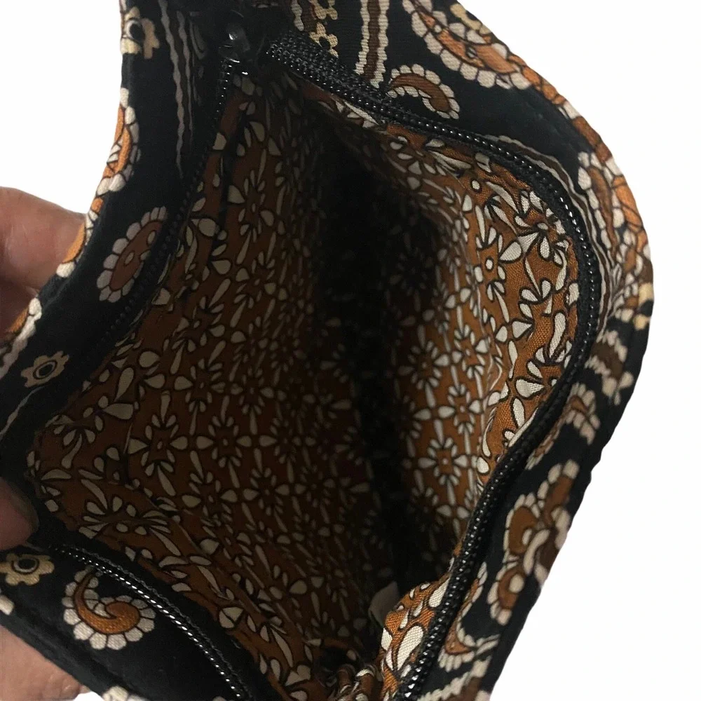 Vera Bradley Pleated Hannah Bag Cafe Latte Brown Black Purse Handbag Retired EUC